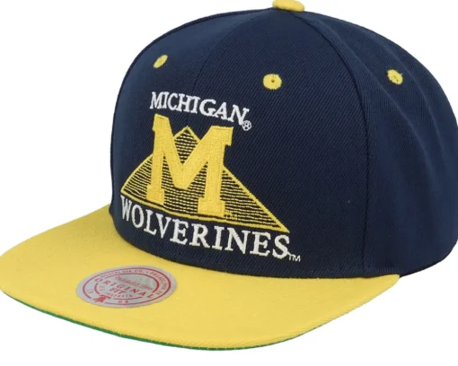 Michigan Wolverines Monument Blue Snapback - Mitchell & Ness