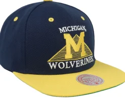 Michigan Wolverines Monument Blue Snapback - Mitchell & Ness