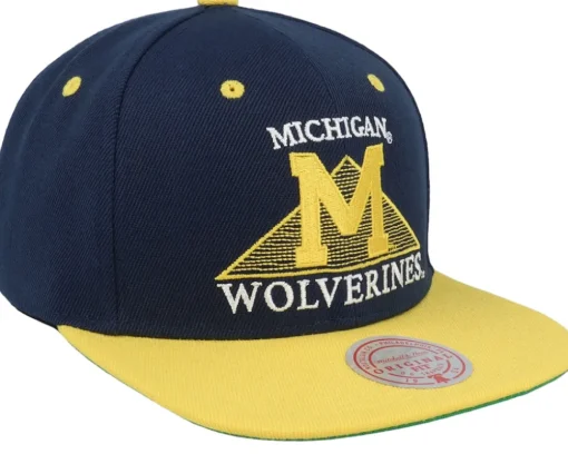 Michigan Wolverines Monument Blue Snapback - Mitchell & Ness