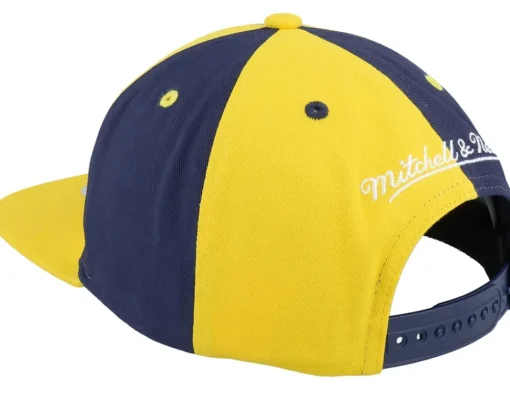 Michigan Wolverines Pinwheel Of Fortune Yellow/Navy Snapback - Mitchell & Ness