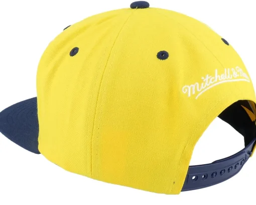 Michigan Wolverines Transcript Yellow/Navy Snapback - Mitchell & Ness