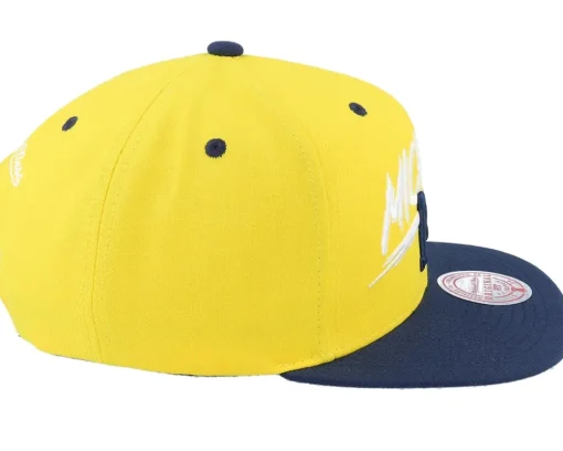 Michigan Wolverines Transcript Yellow/Navy Snapback - Mitchell & Ness
