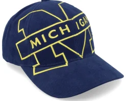 Michigan Wolverines U. Of Michigan Ncaa Big Logo Deadstock Navy Adjustable - Mitchell & Ness