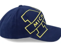 Michigan Wolverines U. Of Michigan Ncaa Big Logo Deadstock Navy Adjustable - Mitchell & Ness