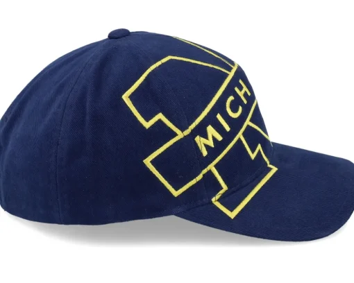 Michigan Wolverines U. Of Michigan Ncaa Big Logo Deadstock Navy Adjustable - Mitchell & Ness