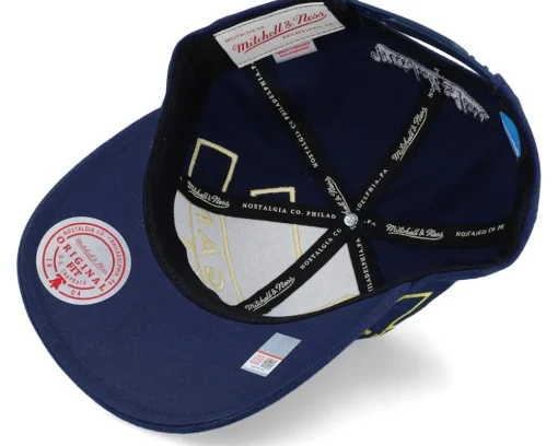 Michigan Wolverines U. Of Michigan Ncaa Big Logo Deadstock Navy Adjustable - Mitchell & Ness
