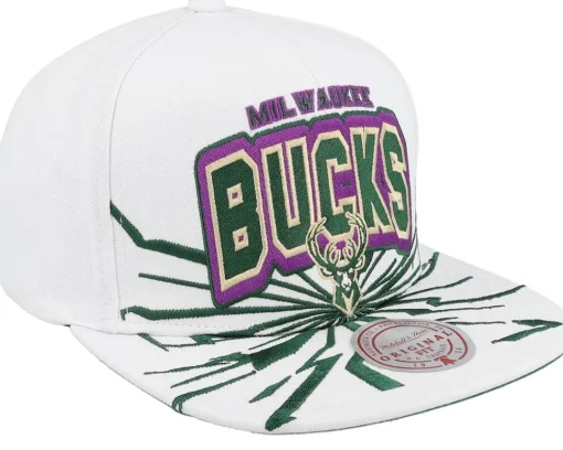 Milwaukee Bucks Aftershock White Snapback - Mitchell & Ness