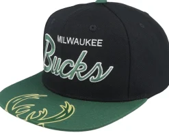 Milwaukee Bucks Big Mouth Black/Dark Green Snapback - Mitchell & Ness