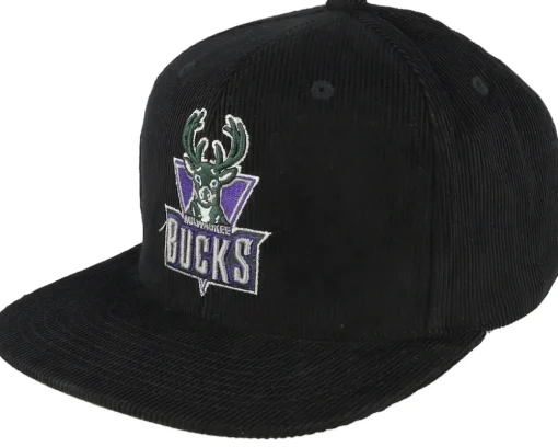 Milwaukee Bucks Black Cord Hwc Black Snapback - Mitchell & Ness