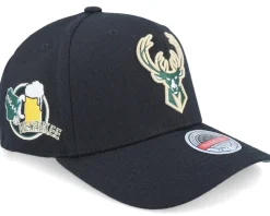 Milwaukee Bucks Classic Red Custom Patch Black Adjustable - Mitchell & Ness