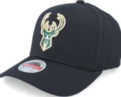Milwaukee Bucks Classic Red Custom Patch Black Adjustable - Mitchell & Ness
