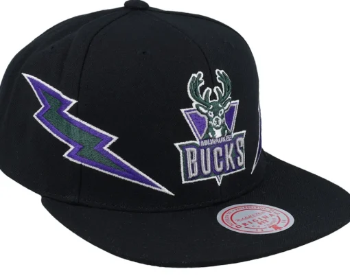 Milwaukee Bucks Double Trouble Black Snapback - Mitchell & Ness