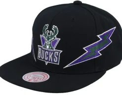 Milwaukee Bucks Double Trouble Black Snapback - Mitchell & Ness