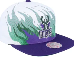 Milwaukee Bucks Hot Fire White Snapback - Mitchell & Ness