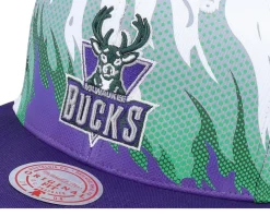 Milwaukee Bucks Hot Fire White Snapback - Mitchell & Ness