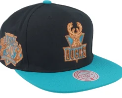 Milwaukee Bucks Make Cents Black/Teal Snapback - Mitchell & Ness