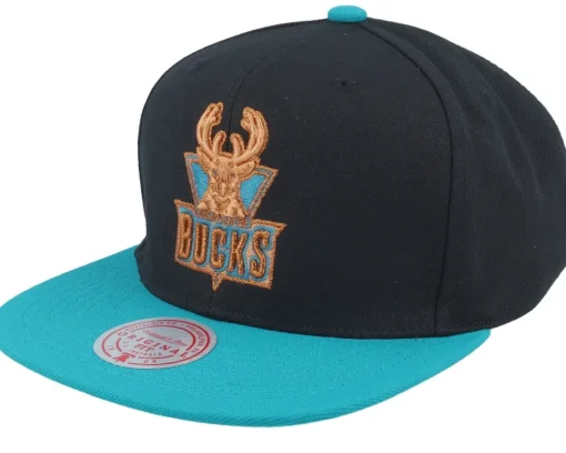 Milwaukee Bucks Make Cents Black/Teal Snapback - Mitchell & Ness