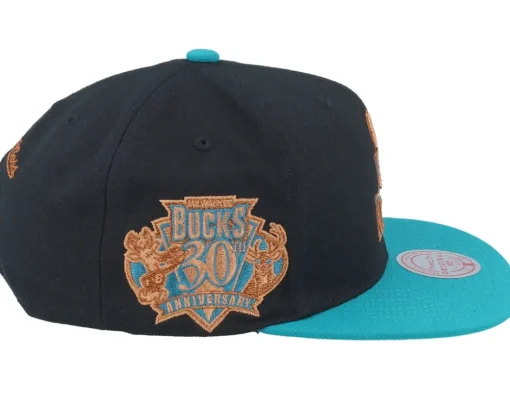 Milwaukee Bucks Make Cents Black/Teal Snapback - Mitchell & Ness