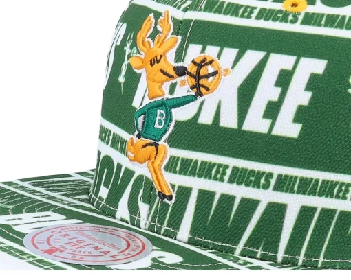 Milwaukee Bucks Meat Paper Green Snapback - Mitchell & Ness