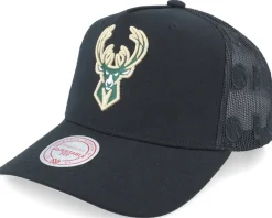 Milwaukee Bucks Monogram Black A-frame Trucker - Mitchell & Ness
