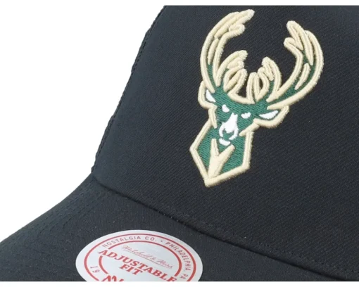 Milwaukee Bucks Monogram Black A-frame Trucker - Mitchell & Ness