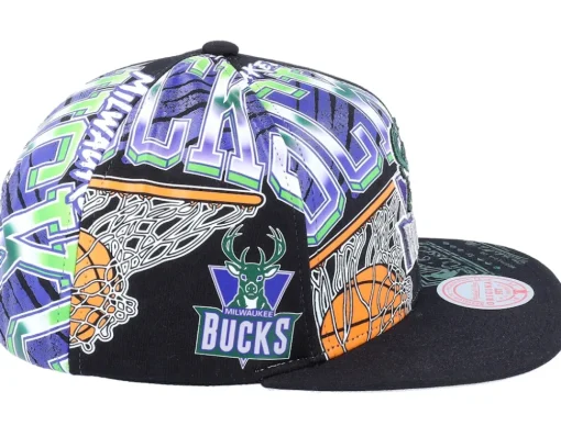 Milwaukee Bucks Shirt Remix Black Snapback - Mitchell & Ness