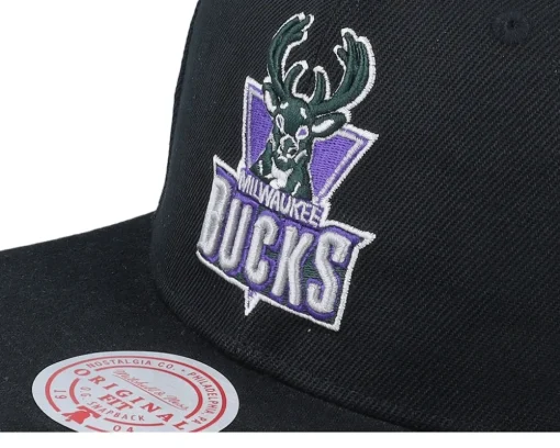 Milwaukee Bucks Side Jam Black Snapback - Mitchell & Ness