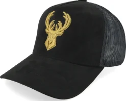 Milwaukee Bucks Suede Black Trucker - Mitchell & Ness