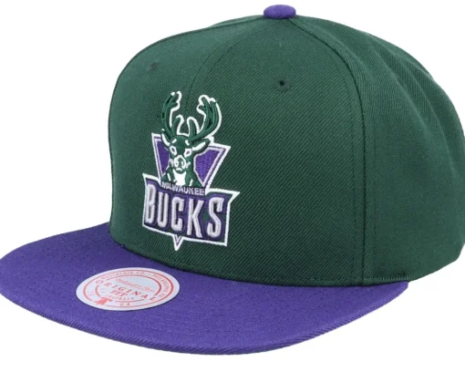 Milwaukee Bucks Team 2 Tone Green/Purple Snapback - Mitchell & Ness