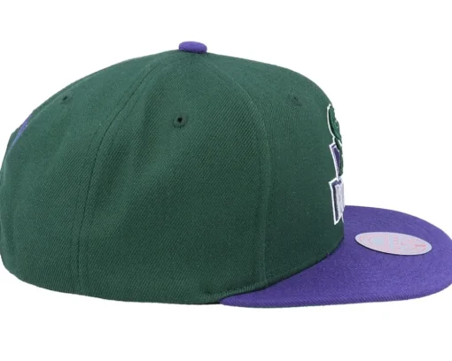 Milwaukee Bucks Team 2 Tone Green/Purple Snapback - Mitchell & Ness