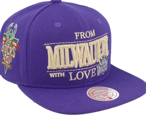 Milwaukee Bucks With Love Hwc Purple Snapback - Mitchell & Ness