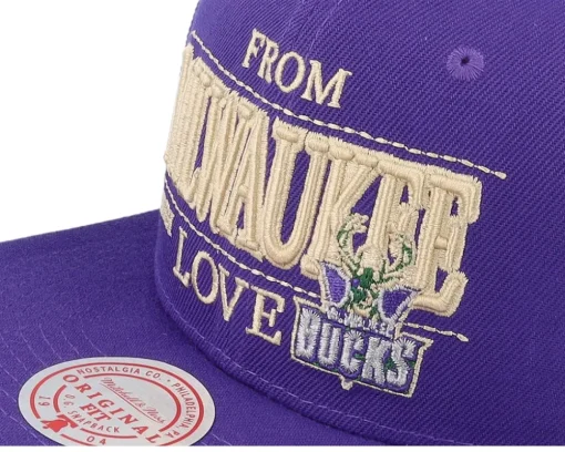 Milwaukee Bucks With Love Hwc Purple Snapback - Mitchell & Ness