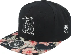 Monogram Black/Floral Red Snapback - Bearded Man