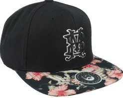 Monogram Black/Floral Red Snapback - Bearded Man