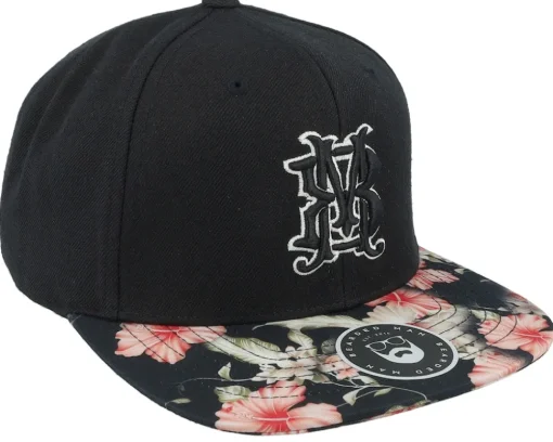 Monogram Black/Floral Red Snapback - Bearded Man