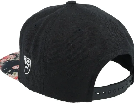 Monogram Black/Floral Red Snapback - Bearded Man