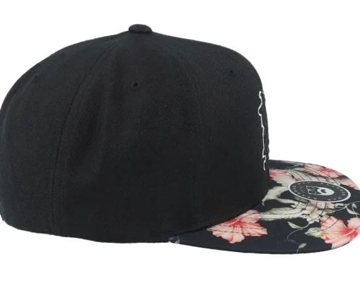 Monogram Black/Floral Red Snapback - Bearded Man