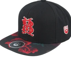 Monogram Black/Rose Red Snapback - Bearded Man