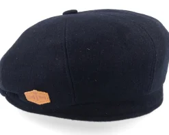 Montreal Eco Merino Wool Black Flat Cap - MJM Hats