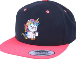 Morning Coffee Unicorn Black/Pink Snapback - Unicorns