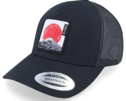 Mount Fuji Sunset Retro Black A-frame Trucker - Wild Spirit