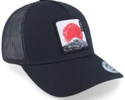 Mount Fuji Sunset Retro Black A-frame Trucker - Wild Spirit