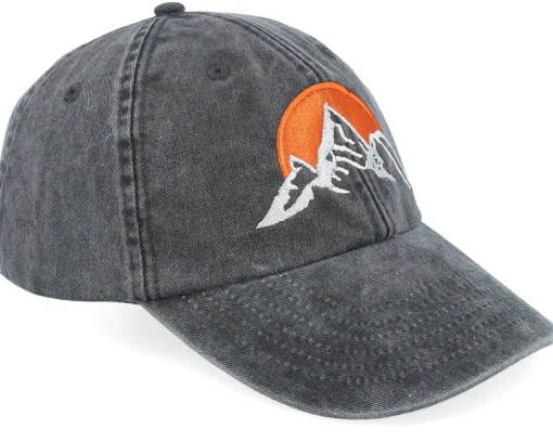 Mountain & Sunrise Washed Black Dad Cap - Wild Spirit