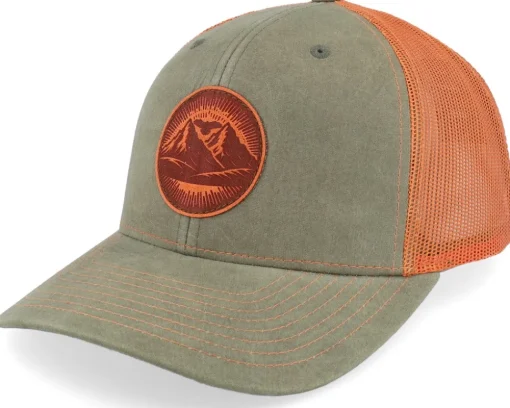 Mountain And Eagle Orange Patch Loden/Terracotta Trucker - Wild Spirit