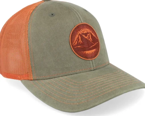 Mountain And Eagle Orange Patch Loden/Terracotta Trucker - Wild Spirit