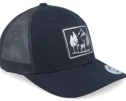 Mountain Deer Scenery Retro Black Trucker - Wild Spirit