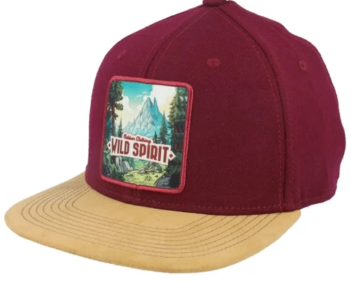 Mountain Forest Logo Box Suede Maroon Snapback - Wild Spirit