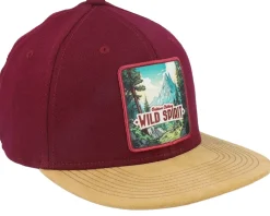 Mountain Forest Logo Box Suede Maroon Snapback - Wild Spirit