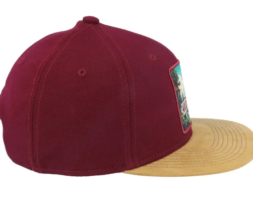Mountain Forest Logo Box Suede Maroon Snapback - Wild Spirit