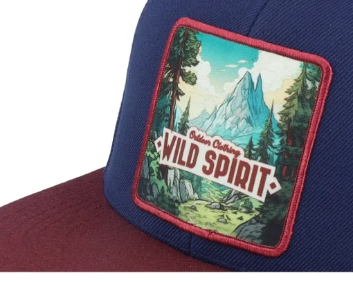 Mountain Forest Logo Box Navy/Maroon Snapback - Wild Spirit